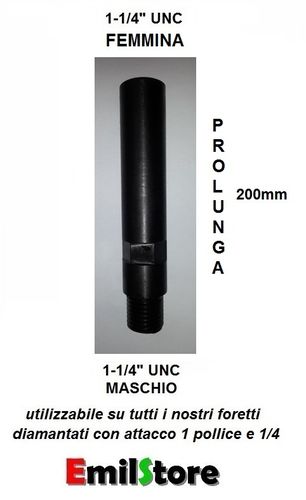 PROLUNGA ESTENSIONE 200 mm PER FORETTI 1-1/4" UNC